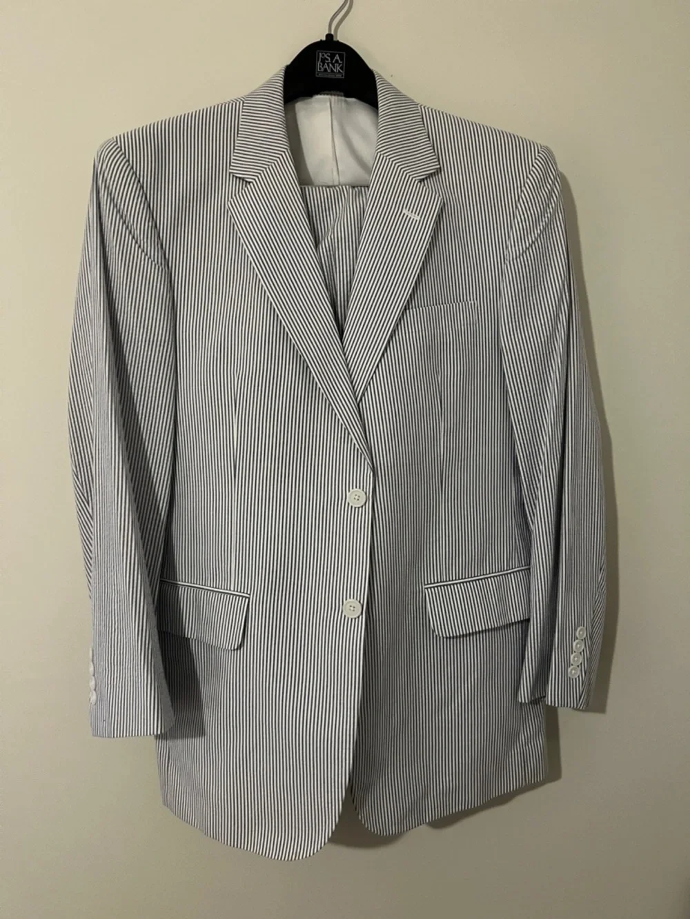 Jos. A. Bank Navy and White Striped Seersucker Sport Coat - Picture 1 of 3